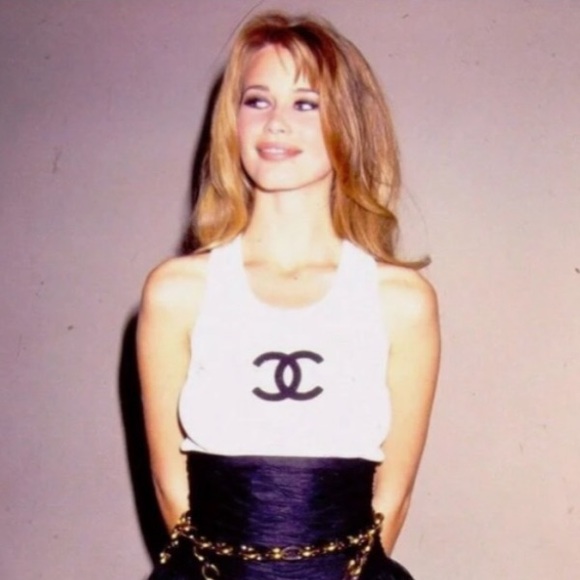 Authentic Vintage 90s Chanel CC logo tank top 40 - Picture 1 of 14
